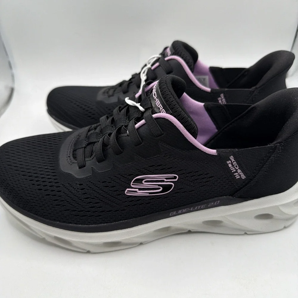 SKECHERS Hands Free‎ Swift Fit Mesh Sneakers Black Pink Lace Up. Size 7